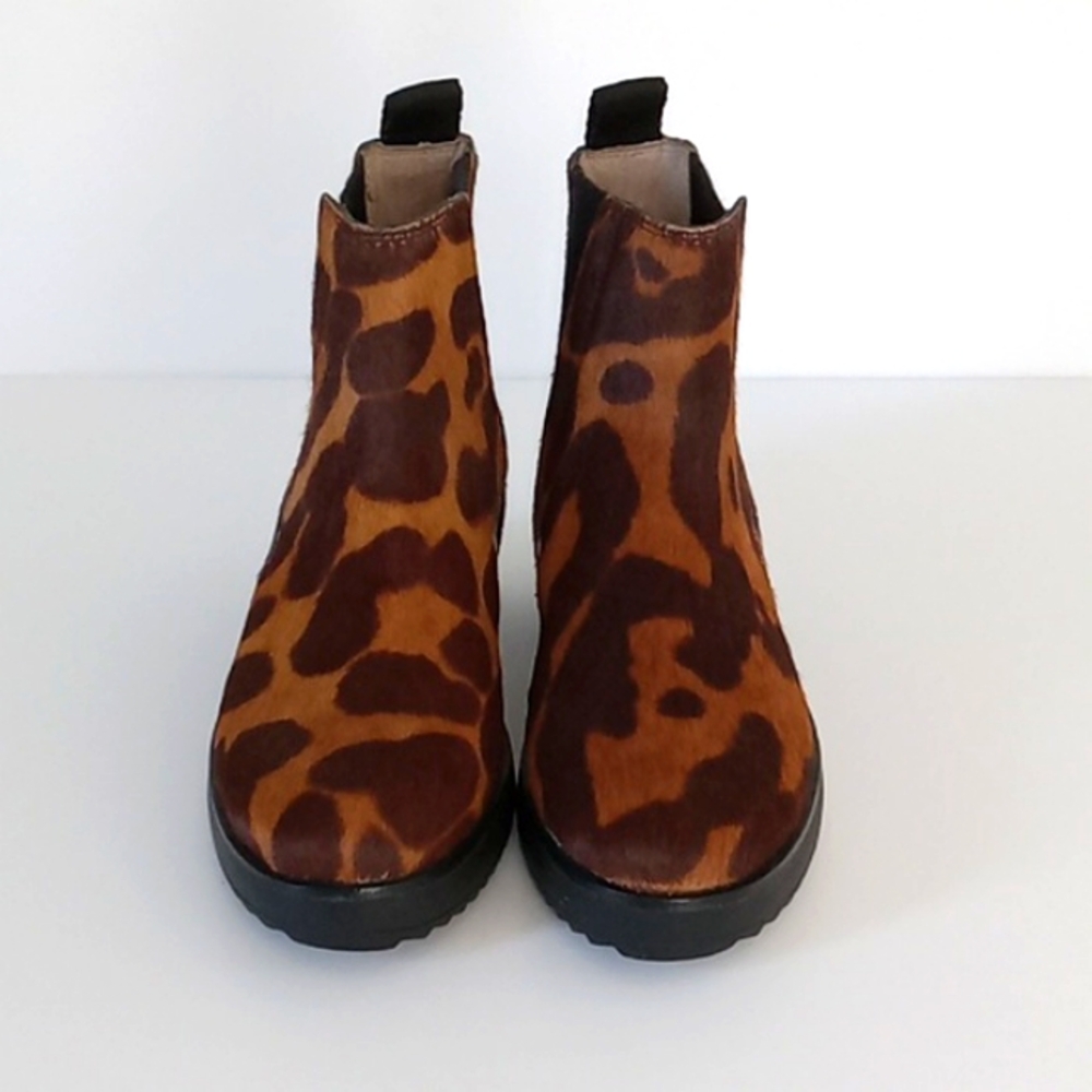 LOUISE ET CIE Women's Zareb Chelsea Platform Ankle Boots Brown Cow Hair Size 6 M
